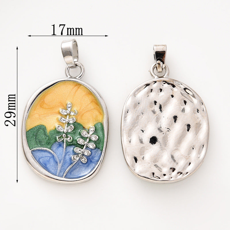 Wholesale Pearl Necklace Melon Buckle Pendant Oil Dropping Oil Painting Style Rose DIY Pearl Necklace Sweater Chain Accessories New